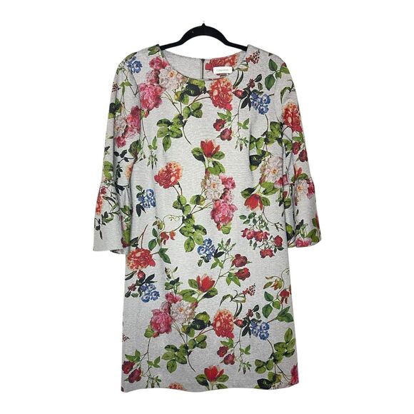 Calvin Klein Women’s Size 12 Smoke Gray Red Floral Sheath Dress Elegant Workwear - Picture 2 of 8